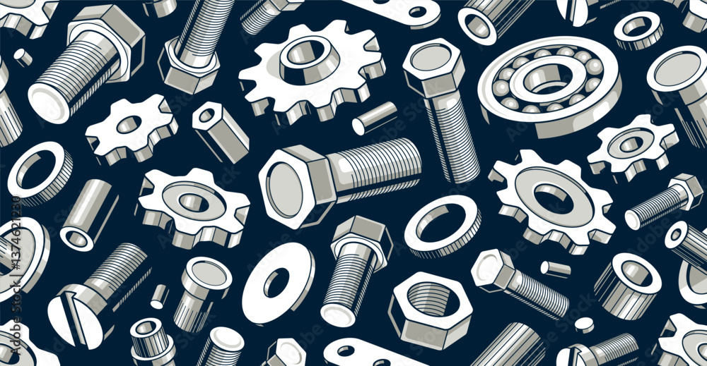 Poster modification, invention and solution theme seamless background, vector engineering endless wallpaper