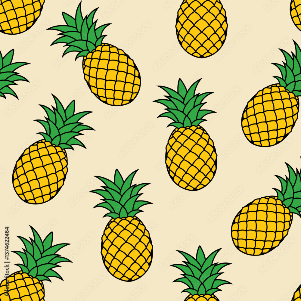 Poster Pineapple pattern. Seamless vector for print.