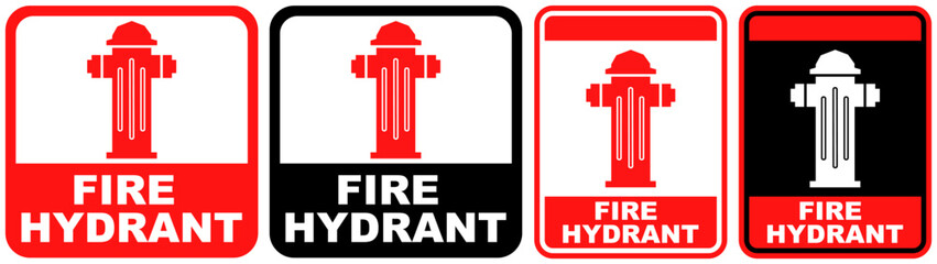 set sign fire hydrant safety symbol design label template vector illustration