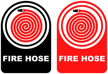 Set vector fire hose sign symbol labels sticker design illustration