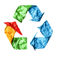 Colorful Crumpled Paper Recycle Symbol Eco Friendly Design
