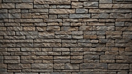Obraz premium A textured wall made of various-sized stone bricks in earthy tones, showcasing a rustic and natural design.