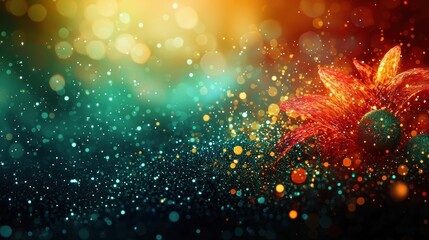 Obraz premium Festive Double Exposure Blending Christmas Elements with Colorful Bokeh and Glittering Lights for Holiday Imagery