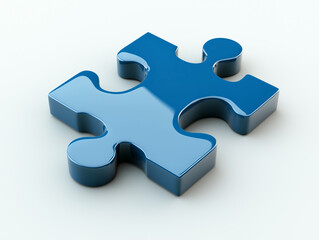 Fototapeta premium Blue puzzle piece with beveled edges on white background, 3D render