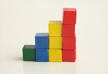 Naklejka premium Colorful bar graph with arrow pointing upwards. Business, market growth and progress concept.
