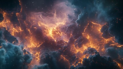 Fototapeta premium Electric storm lightning strikes across the dramatic clouds photos