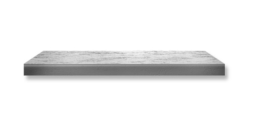 One empty grey stone shelf isolated on white
