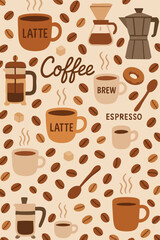 Creative Coffee Print Design in Vector