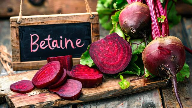 Betaine and beetroot supplements on the table. Selective focus. food.