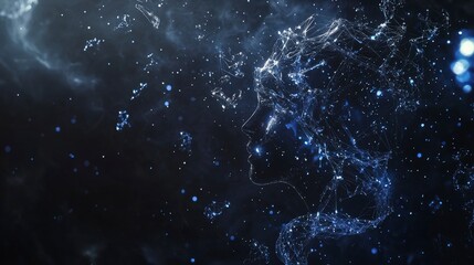 Futuristic Glowing DNA Strand Intertwined with AI Data Streams