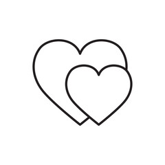 Vector image of a heart icon in black lines with a white background