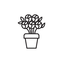 Vector image of a flower icon in black lines on a white background