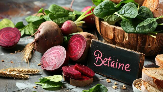 Betaine and beetroot supplements on the table. Selective focus. food.