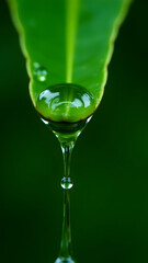 Banana leaves channel rainwater in liquid highways as giant droplets cascade down their broad surfaces.