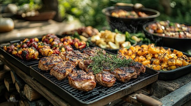 Summer Outdoor Dining - Casual outdoor dining experiences with family and friends, ideal for summer gatherings, picnics, and leisure food photography.