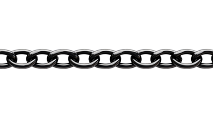 Black chain with links on transparent background for design use