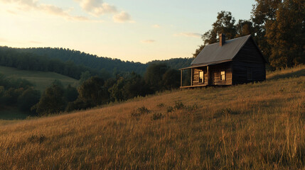Fototapeta premium Appalachain house sun rising great nature house