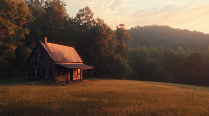 Fototapeta premium Appalachain house sun rising great nature house