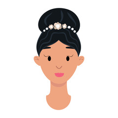 Woman with elegant updo hairstyle and accessories