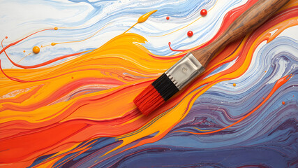 Hand painted pattern with bold brush strokes waving and swirling. Swirls and Strokes Brush. AI generated image, ai