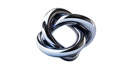 Modern metallic knot design on a clear background