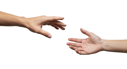 Two hands reaching out towards each other against a black background in a gesture of connection