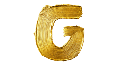 Artistic golden letter G with a brush stroke design