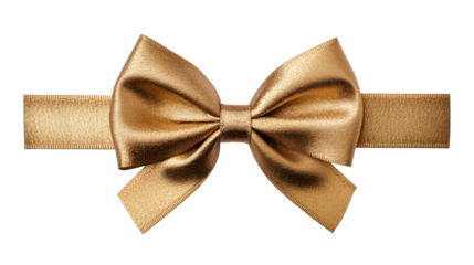 Elegant golden bow on a ribbon for decorative purposes