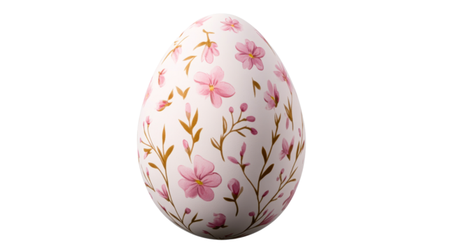 Decorative egg with floral design on transparent background - Powered by Adobe
