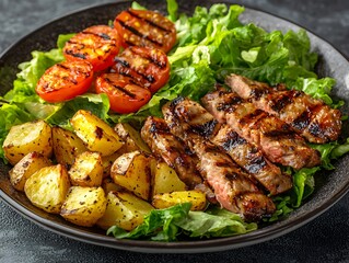 Image of a Salad with Grilled Meat and Vegetables
