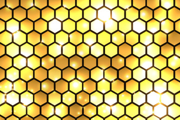 olden hexagon abstract technology background. Light effect sparkle on black background. Vector illustration.
