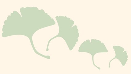 abstract illustration with green ginkgo leaves on a cream background. modern and natural design with a unique and delicate feel