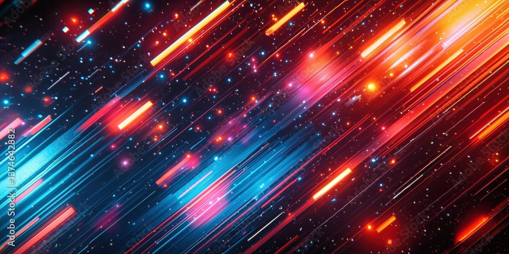 Poster vibrant burst of color with flowing lights in a cosmic abstract display