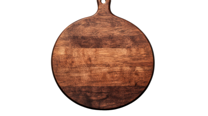 Rustic wooden pizza paddle on transparent background