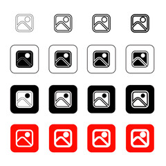 Black and white and red color image interface icons