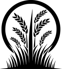 Simple Black and White Silhouette of paddy design