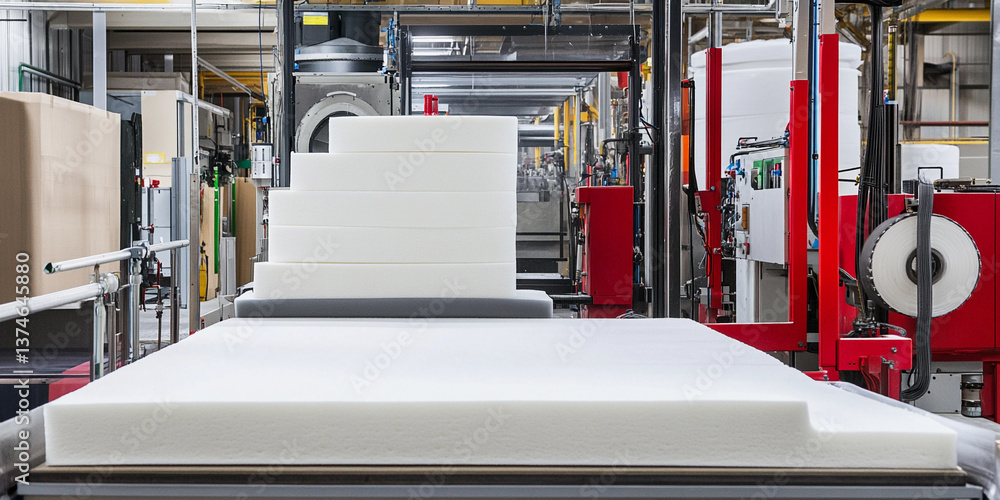 Aufkleber production process of polyurethane foam in a manufacturing facility generative ai