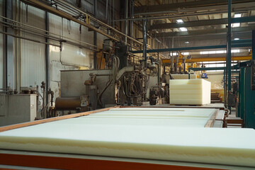 Polyurethane foam production process in an industrial facility Generative AI