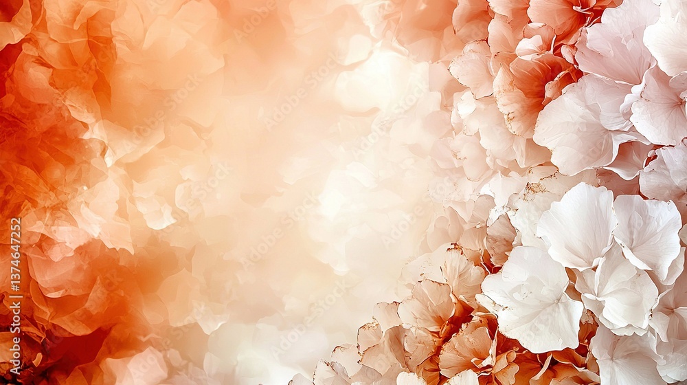 Poster a close-up of a group of flowers on a white and orange backdrop with room for text or an image