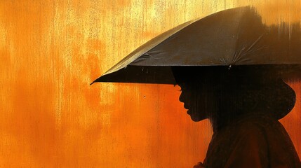 A child holding an umbrella during a sudden rainstorm.