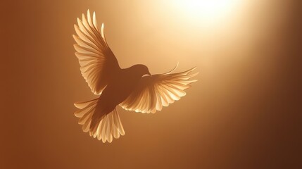 Obraz premium A bird soaring high in the sky wings spread wide.