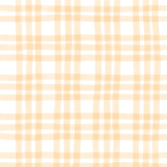 Orange Plaid Gingham Hand Drawn Background Pattern Overlay