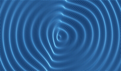 3D wavy background with ripple effect. Grid surface with particle. Vector illustration for cover, card, postcard, interior design, banner, poster, brochure or presentation.
