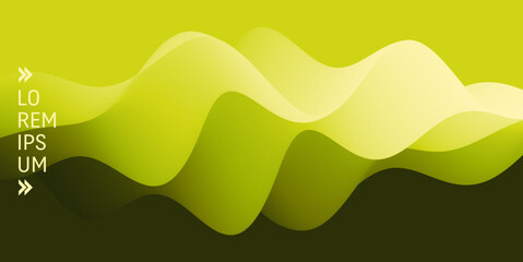 3D abstract wavy background with beautiful gradient colour transition. Dynamic wave. Vector illustration for banner, flyer, brochure, booklet, presentation or website design.