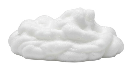 Close up view of a pile of fluffy white foam against a plain black background in a studio shot
