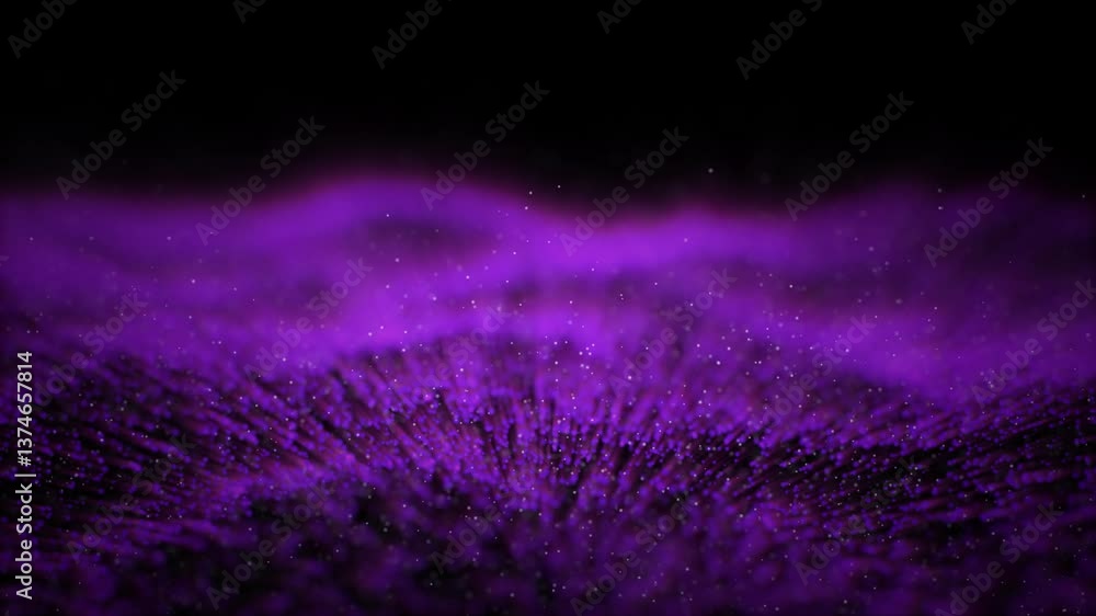 Poster abstract dynamic wave of particles in black. 3d animation