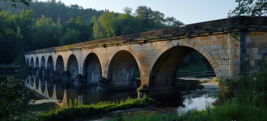 Fototapeta premium Rock stone bridge river stream place scenery silence peaceful calm colourful.