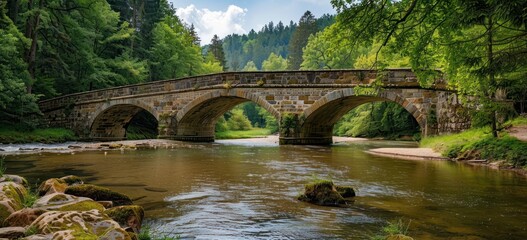 Rock stone bridge river stream place scenery silence peaceful calm colourful.