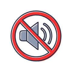 No Loud Music Icon with Sound Blocked Sign  