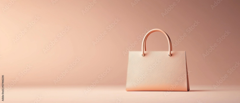 Aufkleber 3d rendering of a small, rectangular handbag with a curved handle. the bag is made of a light pink m